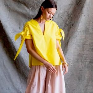 Psophia tie swing blouse yellow